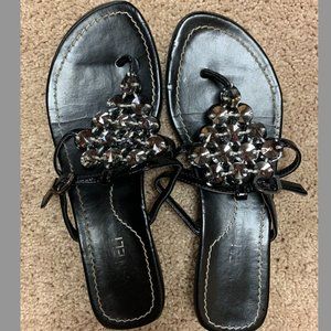 Vaneli Black Rhinestone Sandals